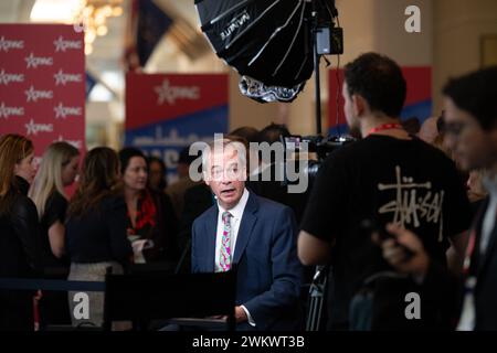 National Harbor, Maryland, États-Unis. 22 février 2024. Nigel Farage à la Conférence d'action politique conservatrice (CPAC) 2024 à National Harbor, Maryland, États-Unis, le jeudi 22 février, 2024. crédit : Annabelle Gordon /CNP /MediaPunch crédit : MediaPunch Inc/Alamy Live News Banque D'Images