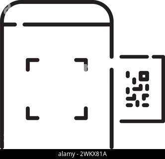 Numérisation du code qr avec smartphone. Accès sans contact. Icône de contour pixel Perfect, modifiable Illustration de Vecteur