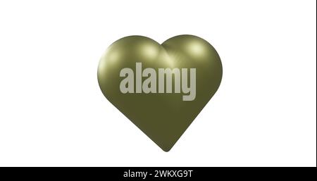 Image de coeur d'or se déplaçant sur fond blanc Banque D'Images