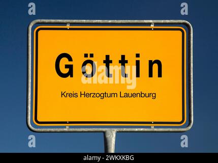 Panneau de Goettin, municipalité dans le district de Herzogtum Lauenburg, Schleswig-Holstein, Allemagne Banque D'Images