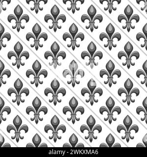 Vector Fleur de lis Seamless Pattern, répéter l'arrière-plan avec des illustrations de motif texturé rétro avec fleurs de lis fleuries pour le linge de lit, squar Illustration de Vecteur