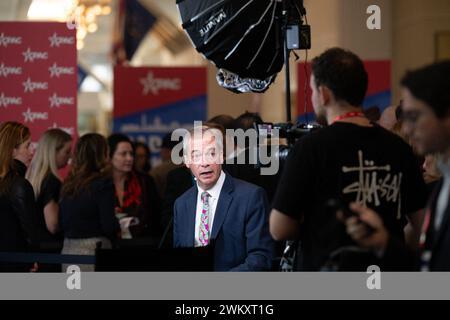 Oxon Hill, États-Unis. 22 février 2024. Nigel Farage à la Conférence d'action politique conservatrice (CPAC) 2024 à National Harbor, MD, États-Unis le jeudi 22 février 2024. Photo Annabelle Gordon/CNP/ABACAPRESS.COM crédit : Abaca Press/Alamy Live News Banque D'Images