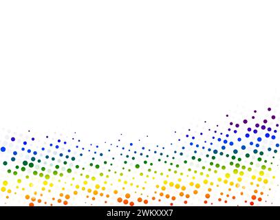 Fond en pointillés abstrait coloré arc-en-ciel avec espace de copie. Couleurs du drapeau LGBT Pride. Motif demi-ton créatif, modèle de conception et illustration sur blanc Banque D'Images
