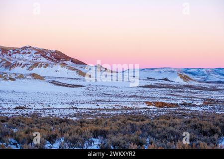 Coucher de soleil d'hiver à Fossil Butte, Wyoming, États-Unis Banque D'Images