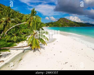 Plage de l'anse Volbert, Praslin, Seychelles Banque D'Images