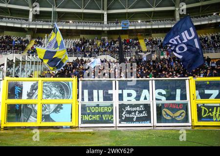 Les fans du SS Lazio lors du match de Serie A entre le Torino FC et le SS Lazio le 22 février 2024 au stade olympique Grande Torino de Turin, en Italie. Banque D'Images