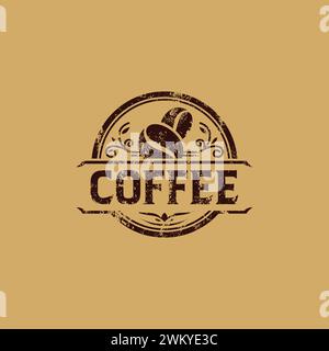 Logo Café Vintage Grunge. Logo Coffee estampillé Illustration de Vecteur