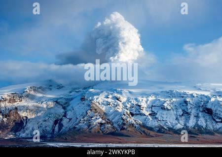 Activité volcanique au glacier Eyjafjallajokull, Islande Banque D'Images