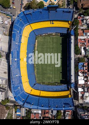 Belle vue aérienne du stade de football la Bombonera pour le club Boca Juniors, à la Boca, Buenos Aires, Argentine Banque D'Images