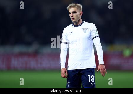 Turin, Italie. 22 février 2024. Gustav Isaksen du SS Lazio regarde pendant le match de football Serie A entre le Torino FC et le SS Lazio au Stadio Olimpico le 22 février 2023 à Turin, Italie . Crédit : Marco Canoniero/Alamy Live News Banque D'Images