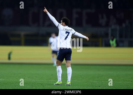 Turin, Italie. 22 février 2024. Felipe Anderson du SS Lazio fait des gestes lors du match de football Serie A entre le Torino FC et le SS Lazio au Stadio Olimpico le 22 février 2023 à Turin, Italie . Crédit : Marco Canoniero/Alamy Live News Banque D'Images