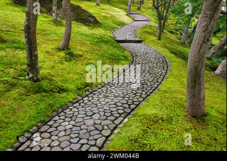 Moss Garden, Hakone Museum of Art, Hakone, Kanagawa, Japon Banque D'Images