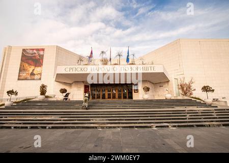 05 janvier 2024, Novi Sad, Serbie : façade majestueuse du Théâtre National de Novi Sad, pierre angulaire de l'identité culturelle et de la spl architecturale de la ville Banque D'Images