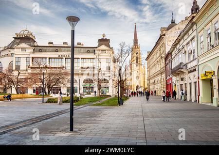 05 janvier 2024, Novi Sad, Serbie : rues historiques de Novi Sad, Serbie, où la majestueuse cathédrale se dresse, invitant les touristes à explorer son parcours Banque D'Images