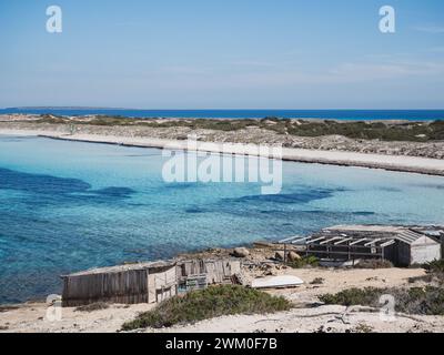 Ses Illetes, paradis plage vide avec de l'eau claire à Formentera Banque D'Images