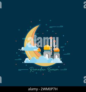 Ramadan Kareem illustration style de dessin animé. Arrière-plan moderne et minimal de Ramadan Kareem. Illustration de Vecteur