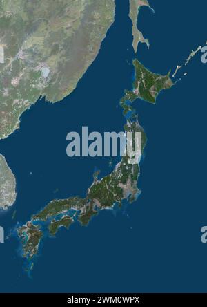Image satellite couleur du Japon, avec masque. Banque D'Images