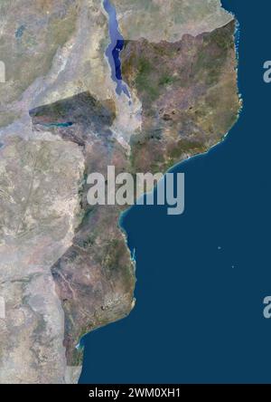 Image satellite couleur du Mozambique, avec masque. Banque D'Images