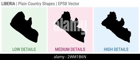 Liberia - forme de pays simple. Cartes détaillées basses, moyennes et hautes du Libéria. Illustration vectorielle EPS8. Illustration de Vecteur