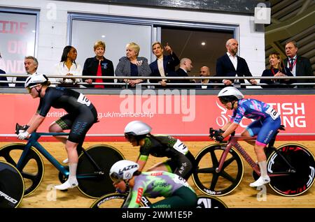 La duchesse d'Édimbourg participe au premier jour des championnats nationaux sur piste, Manchester. Date de la photo : vendredi 23 février 2024. Banque D'Images