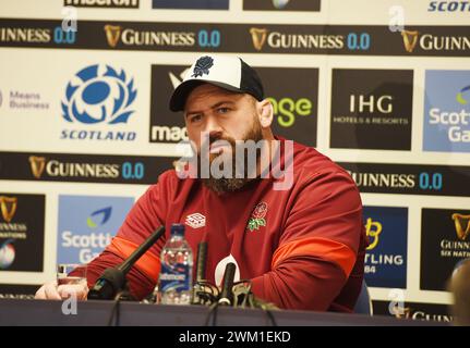 Scottish Gas Murrayfield Stadium. Edinburgh.Scotland.UK. 23 février 24 .Joe Marler de l'Angleterre Conférence de presse pour le match des six Nations hommes Guinness vs Écosse crédit : eric mccowat/Alamy Live News Banque D'Images