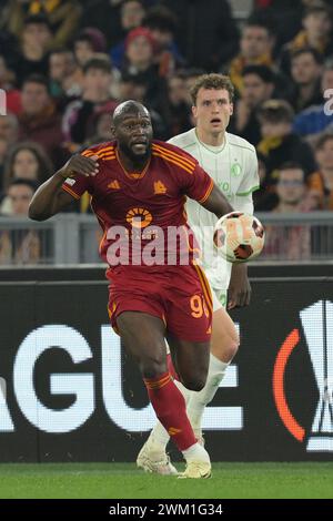 Roma, Italie. 22 février 2024. Foto Alfredo Falcone/LaPresse 22 Febbraio 2023 - Roma, Italia - sport, calcio - Roma vs Feyenoord - UEFA Europa League 2023-2024 - Stadio Olimpico di Roma. Nella foto:Romelu Lukaku (AS Roma) Foto Alfredo Falcone/LaPresse 22 février 2023 Rome, Italie - sport, football - Roma vs Feyenoord - UEFA Europe League 2023-2024 - Olimpic Stadium în Rome. Sur la photo : Romelu Lukaku (AS Roma) crédit : LaPresse/Alamy Live News Banque D'Images