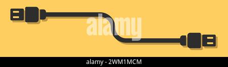 Fil USB sur un vecteur de fond orange. Concept de logo USB. Illustration vectorielle. Illustration de Vecteur
