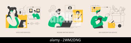 Illustrations vectorielles abstraites de tâches basées sur Internet. Illustration de Vecteur