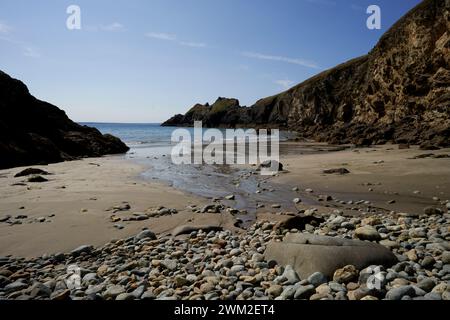 Porthmynawyd Bay, l'une des plus belles plages du Royaume-Uni, Pembrokeshire, pays de Galles, Royaume-Uni Banque D'Images