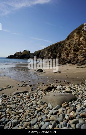 Porthmynawyd Bay, l'une des plus belles plages du Royaume-Uni, Pembrokeshire, pays de Galles, Royaume-Uni Banque D'Images