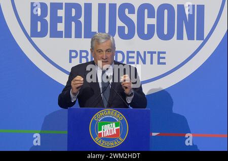 Italie, Rome, 23 février 2024 : Congrès National de Forza Italia, photo Antonio Tajani photo © Stefano Carofei/Sintesi/Alamy Live News Banque D'Images