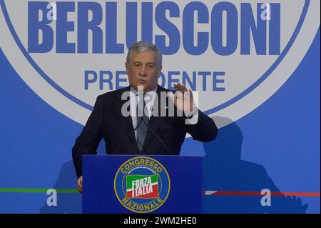 Italie, Rome, 23 février 2024 : Congrès National de Forza Italia, photo Antonio Tajani photo © Stefano Carofei/Sintesi/Alamy Live News Banque D'Images