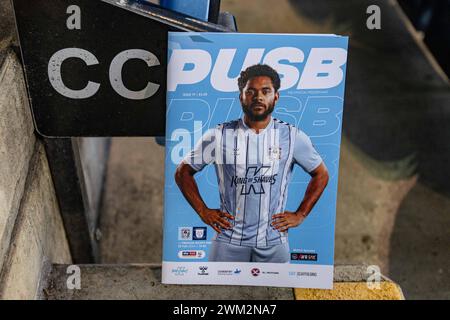 23 février 2024 ; Coventry Building Society Arena, Coventry, Angleterre ; EFL Championship, Coventry City versus Preston North End ; le programme du match d'aujourd'hui dans les sièges du stand Banque D'Images