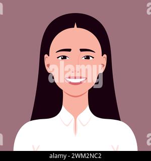 Portrait d'une jeune femme souriante. Expression faciale d'une joie et d'un bonheur. Illustration vectorielle Illustration de Vecteur