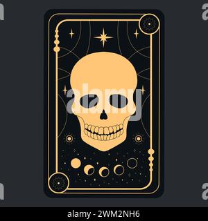 Concept de carte de tarot avec un crâne de mort. Mystère, astrologie, ésotérique. Illustration vectorielle Illustration de Vecteur