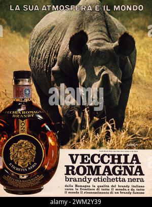 Vecchia Romagna pubblicità di una vecchia rivista in Italiano Banque D'Images