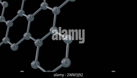Image de micro 3d de réseau de molécules sur fond noir Banque D'Images