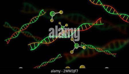 Image de micro 3d de molécules et de brins d'adn Banque D'Images