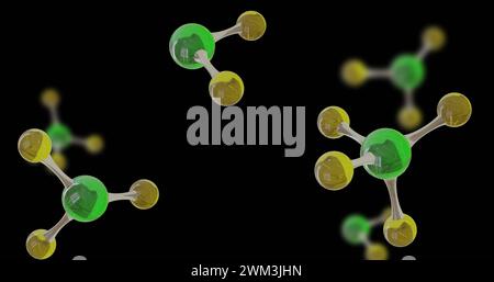 Image de micro 3d de molécules sur fond noir Banque D'Images
