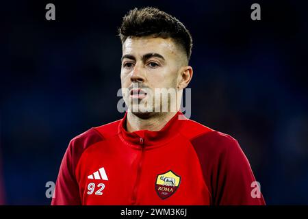 L’attaquant italien de Roma Stephan El Shaarawy regarde lors du match de l’UEFA Europa League Knockout Round Play-offs second Leg as Roma vs Feyenoord Rotterdam au stade Olimpico le 22 février 2023 à Rome. Banque D'Images