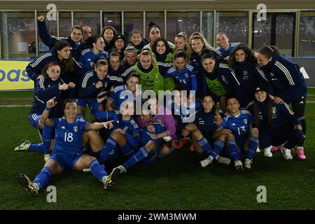 Équipe d'Italie lors du match amical international féminin entre l'équipe nationale féminine d'Italie et l'équipe nationale féminine d'Irlande le 23 février 2024 à 'Rocco B. Commisso' Viola Park, Bagno a Ripoli, Florence, Italie Banque D'Images