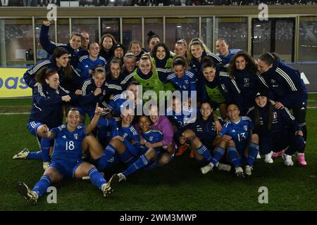 Équipe d'Italie lors du match amical international féminin entre l'équipe nationale féminine d'Italie et l'équipe nationale féminine d'Irlande le 23 février 2024 à 'Rocco B. Commisso' Viola Park, Bagno a Ripoli, Florence, Italie Banque D'Images