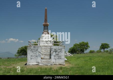 Monument au 1er bataillon 24e régiment d'infanterie, 2e Warwickshire, sur le champ de bataille d'Isandlwana, 22 janvier 1879, guerre anglo-zoulou, Afrique du Sud Banque D'Images