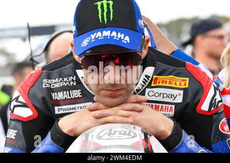 MELBOURNE, AUSTRALIE. 24 février 2024. Jonathan Rea (65), de Grande-Bretagne, pilote la Yamaha YZF R1 pour PATA PROMETEON YAMAHA lors de l'ouverture du Championnat du monde Superbike 2024 sur le circuit de Phillip Island. Crédit Karl Phillipson/Alamy Live News Banque D'Images