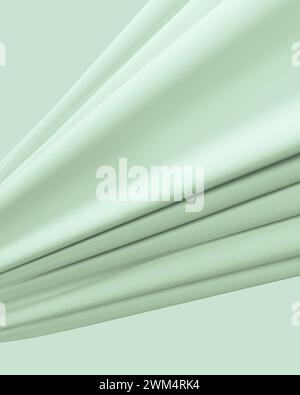 Arrière-plans neutres tons vert pâle doux apaisant élégance fluide tissu plis diagonalement fond abstrait illustration 3D rendre le rendu numérique Banque D'Images