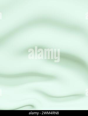 Arrière-plans neutres vert pâle vert doux abstrait calmant plis fluides écrasés pliables tons doux illustration 3D pour un rendu numérique Banque D'Images
