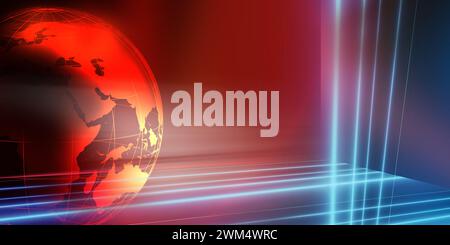 Fond de studio mondial d'information. Concept commercial et commercial dans le monde entier. illustration 3d. Banque D'Images