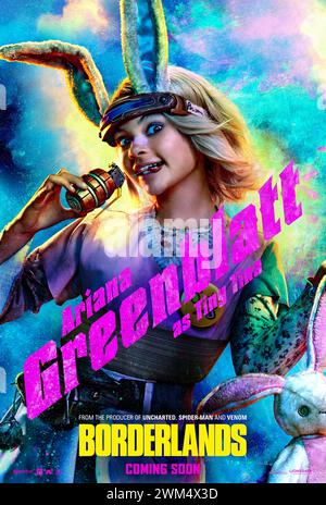 Borderlands (2024) réalisé par Eli Roth et mettant en vedette Ariana Greenblatt dans le rôle de Tiny Tina dans une sortie sur grand écran basée sur le jeu vidéo populaire situé sur la planète abandonnée de Pandore où les gens recherchent une relique mystérieuse. Affiche de personnage ***USAGE ÉDITORIAL SEULEMENT***. Crédit : BFA / Lionsgate Banque D'Images