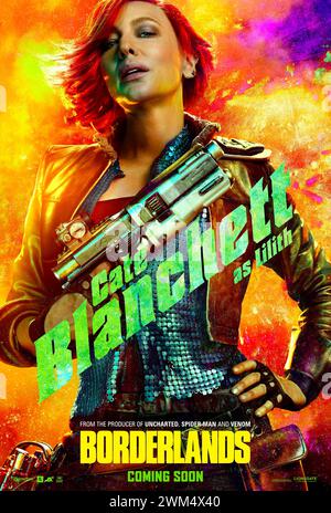 Borderlands (2024) réalisé par Eli Roth et mettant en vedette Cate Blanchett dans le rôle de Lilith dans une sortie sur grand écran basée sur le jeu vidéo populaire situé sur la planète abandonnée de Pandore où les gens recherchent une relique mystérieuse. Affiche de personnage ***USAGE ÉDITORIAL SEULEMENT***. Crédit : BFA / Lionsgate Banque D'Images