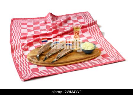 Filets de hareng avec drapeaux néerlandais Banque D'Images